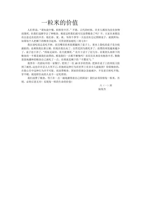 一粒米的价值