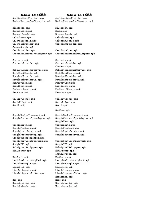 Android 4.2_原生_软件列表_可精简列表