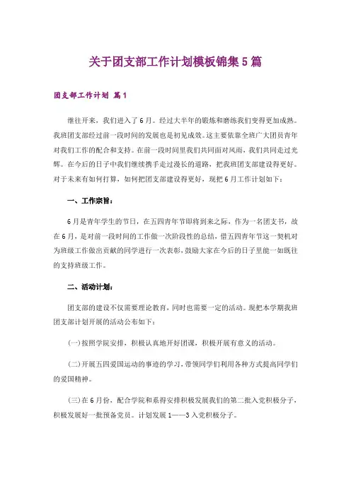 2024年关于团支部工作计划模板锦集5篇