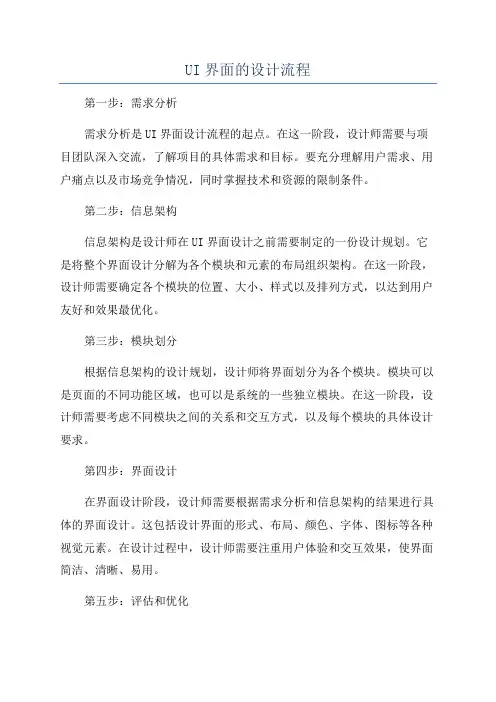 UI界面的设计流程