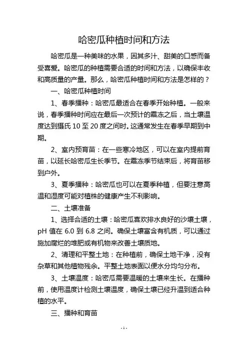 哈密瓜种植时间和方法