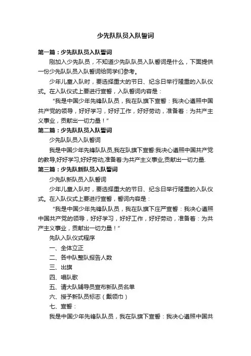 少先队队员入队誓词