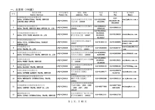 旅行社名单