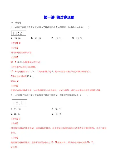 第一讲 轴对称现象(解析版)