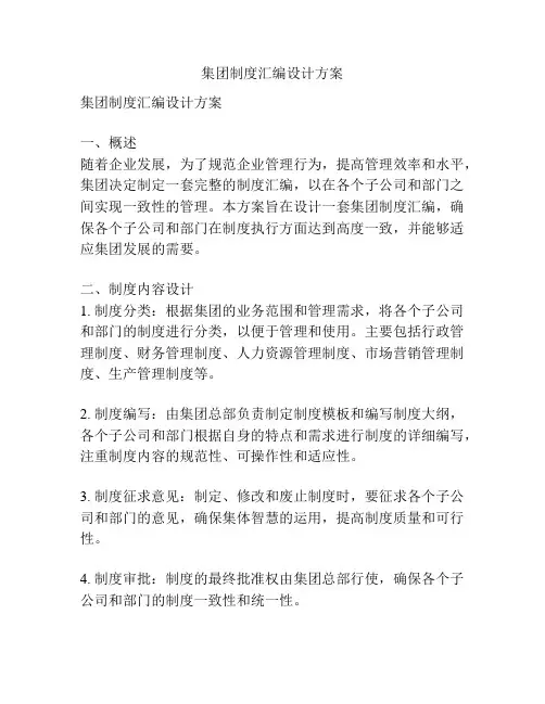 集团制度汇编设计方案