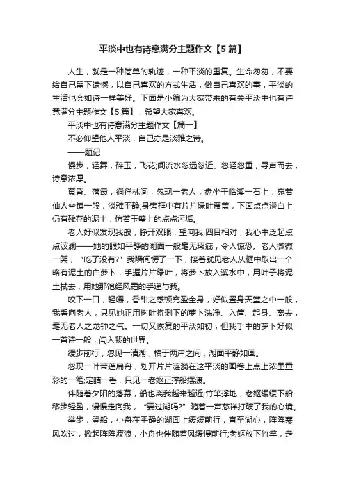 平淡中也有诗意满分主题作文【5篇】