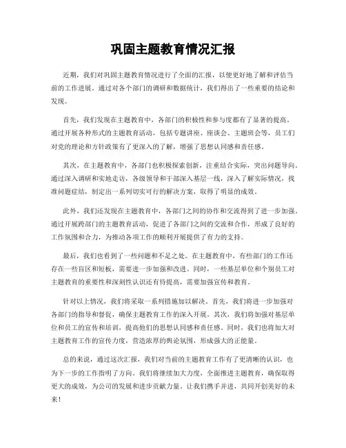 巩固主题教育情况汇报