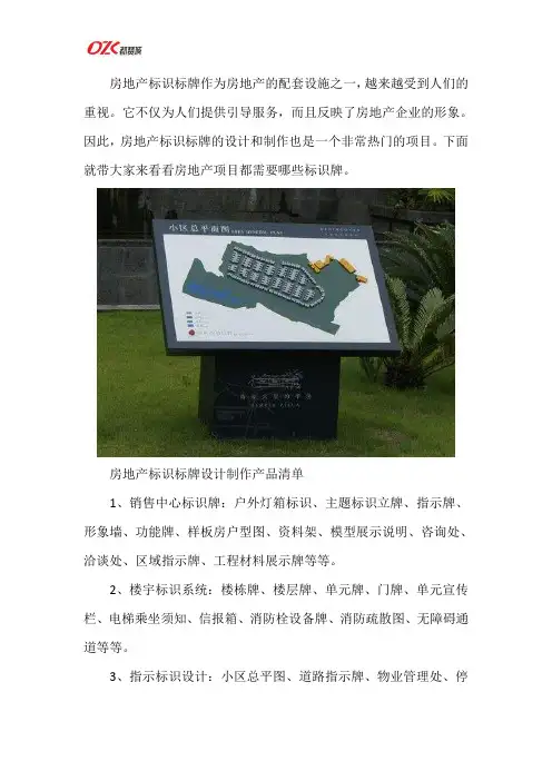 房地产标识标牌设计制作产品清单