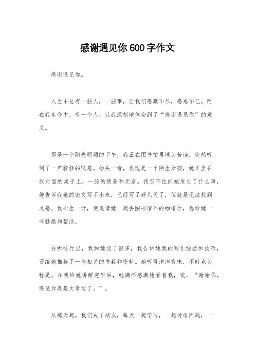 感谢遇见你600字作文