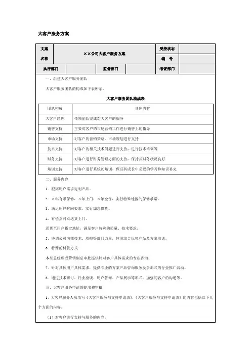 大客户服务方案