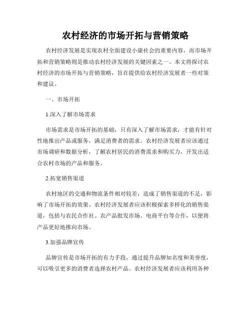 农村经济的市场开拓与营销策略