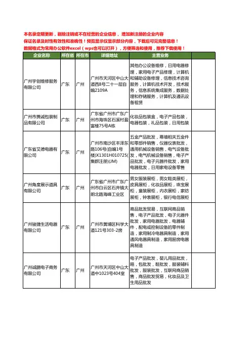 新版广东省广州电子电器工商企业公司商家名录名单联系方式大全400家