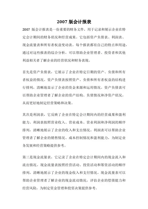 2007版会计报表