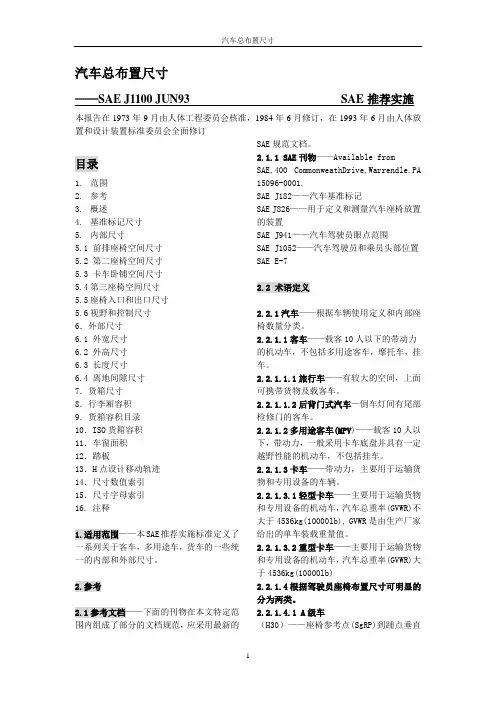 汽车总布置尺寸