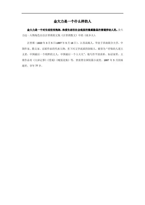金大力是一个什么样的人