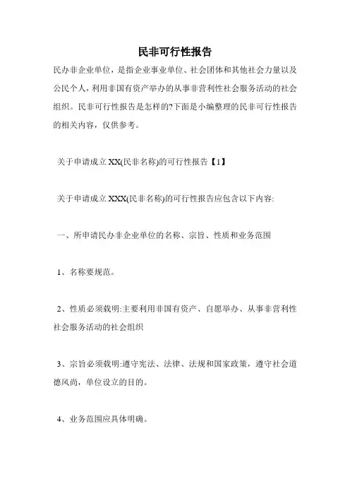 民非可行性报告