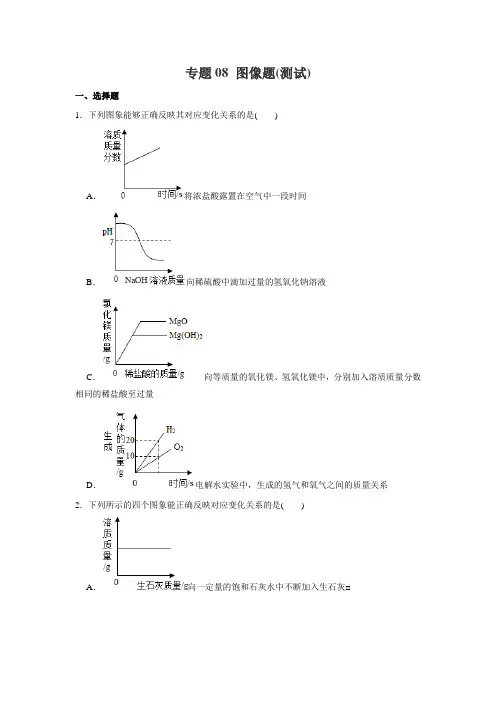 中考化学压轴题：专题08 图像题(测试)(原卷版)