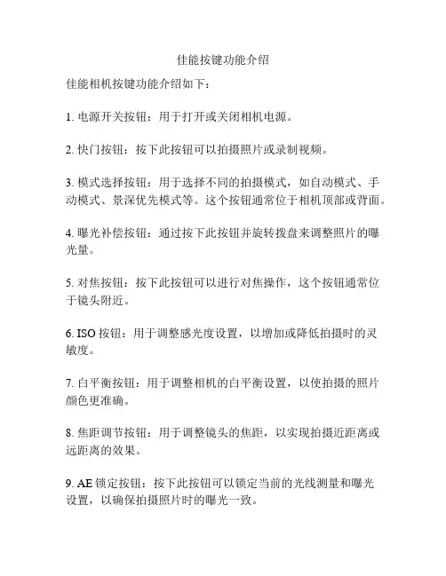佳能按键功能介绍