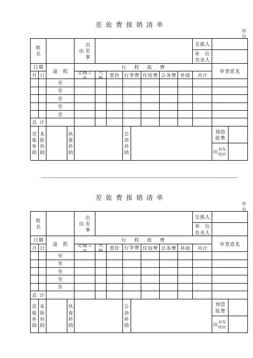差旅费报销清单 - 北京邮电大学