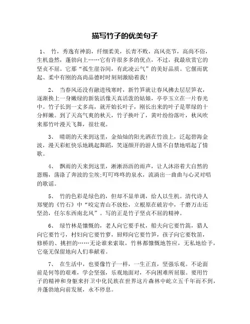描写竹子的优美句子