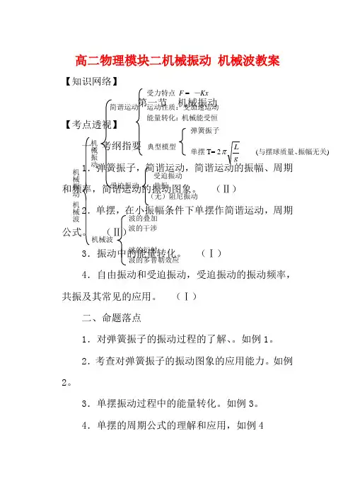 高二物理模块二机械振动 机械波教案 新课标 人教版