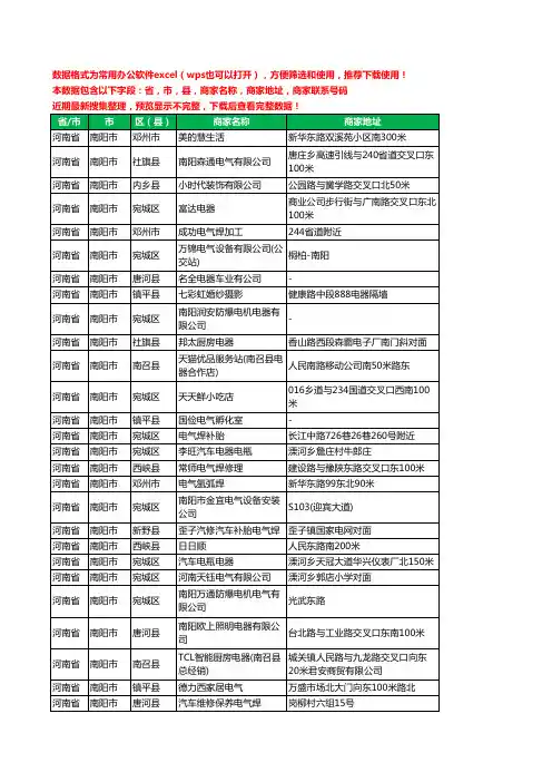 2020新版河南省南阳市电器有限公司工商企业公司商家名录名单黄页联系电话号码地址大全306家