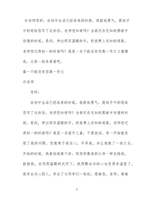 不能没有您高一作文2篇精选