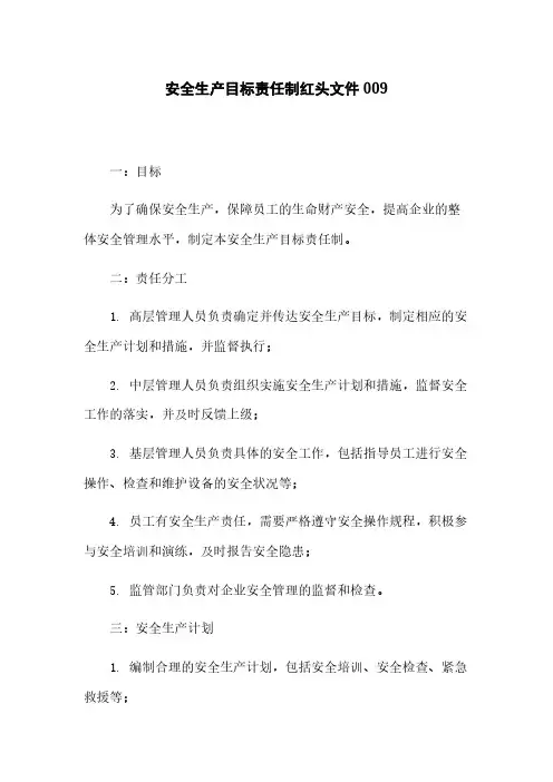 安全生产目标责任制红头文件009