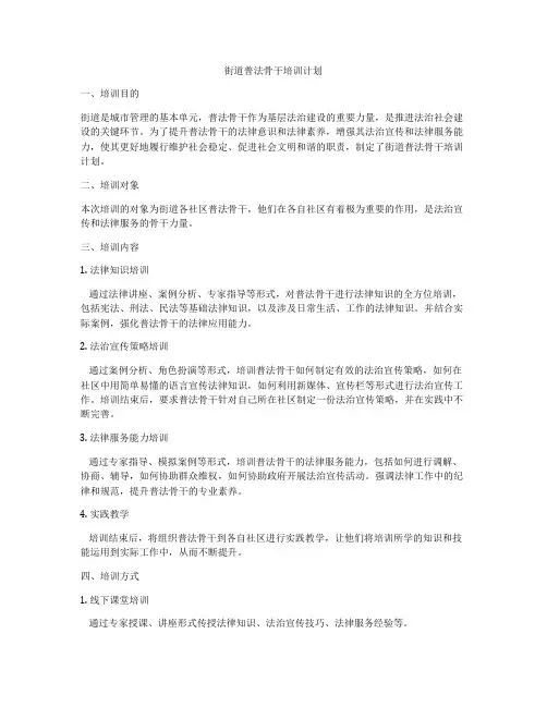 街道普法骨干培训计划