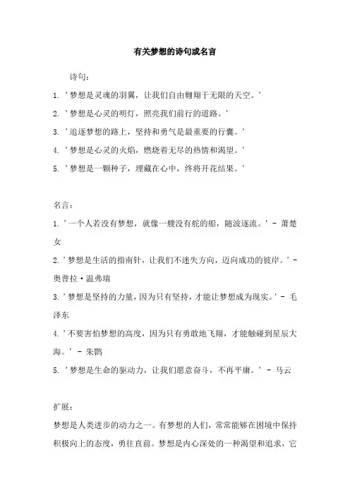 有关梦想的诗句或名言