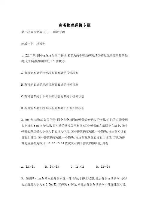 高考物理弹簧专题