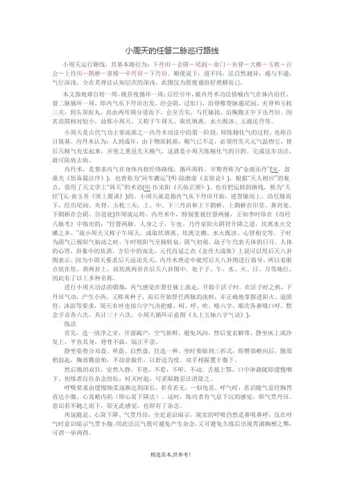 小周天的任督二脉巡行路线