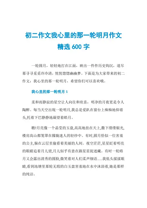 初二作文我心里的那一轮明月作文精选600字