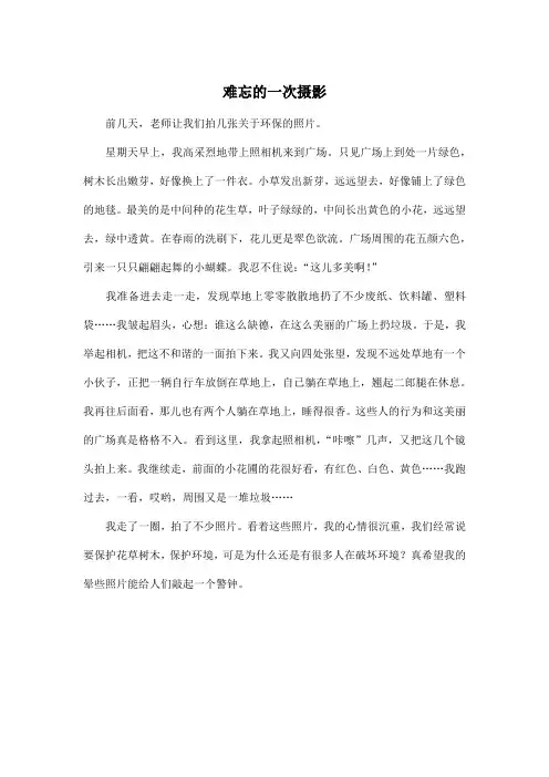 难忘的一次摄影_小学六年级作文500字