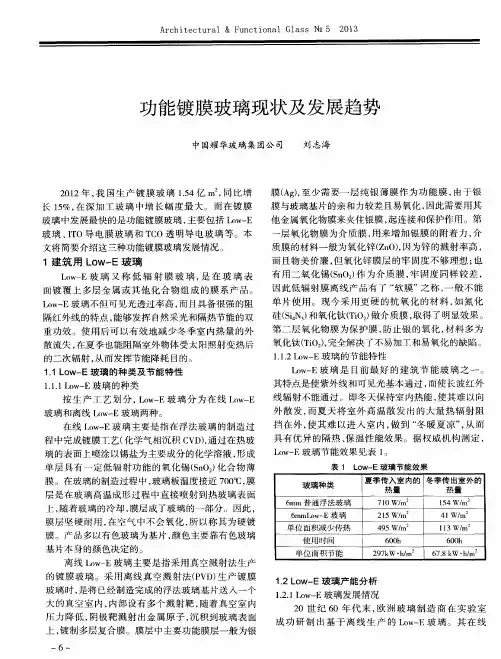 功能镀膜玻璃现状及发展趋势