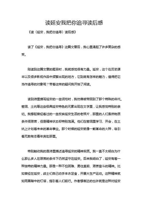 读延安我把你追寻读后感