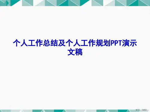 个人工作总结及个人工作规划PPT演示文稿