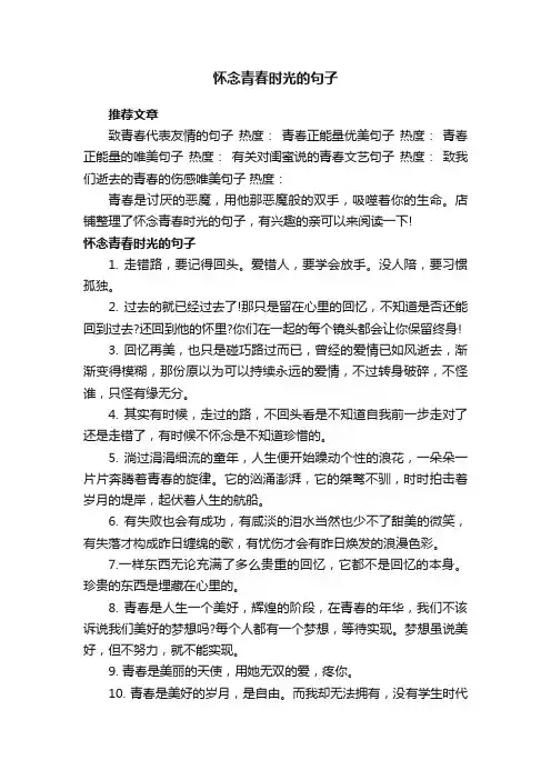 怀念青春时光的句子