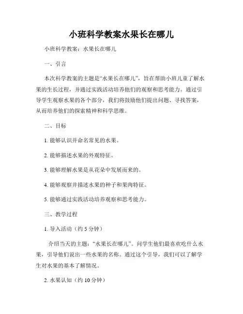 小班科学教案水果长在哪儿