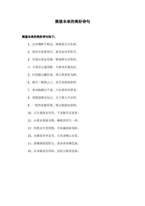 展望未来的美好诗句