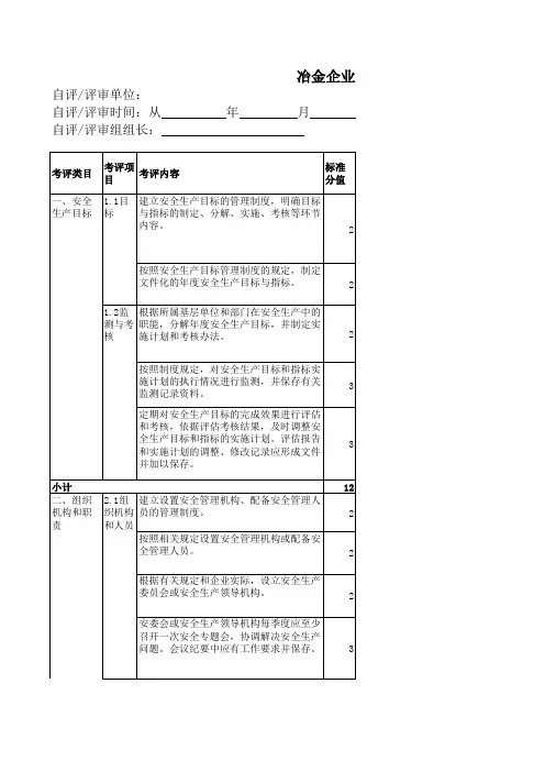 冶金企业安全生产标准化评定标准(炼铁)