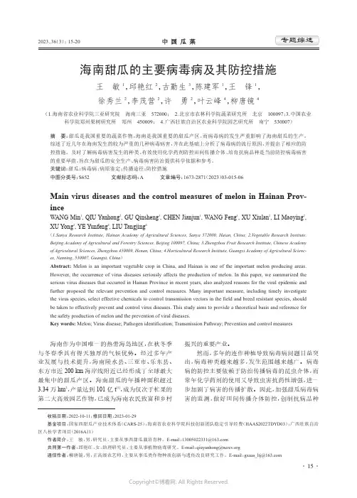 海南甜瓜的主要病毒病及其防控措施