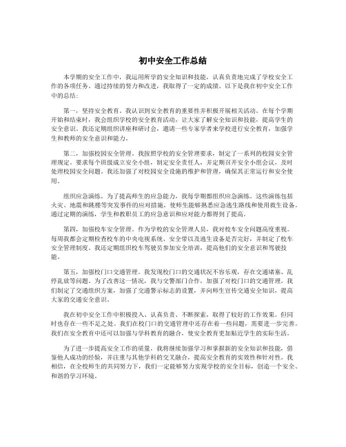 初中安全工作总结