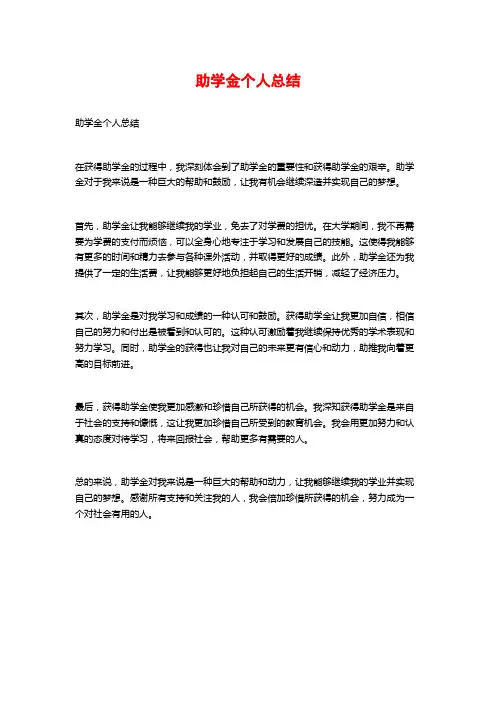 助学金个人总结