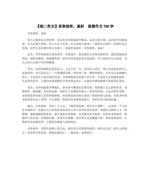 【初二作文】有你相伴,真好  思想作文700字 2
