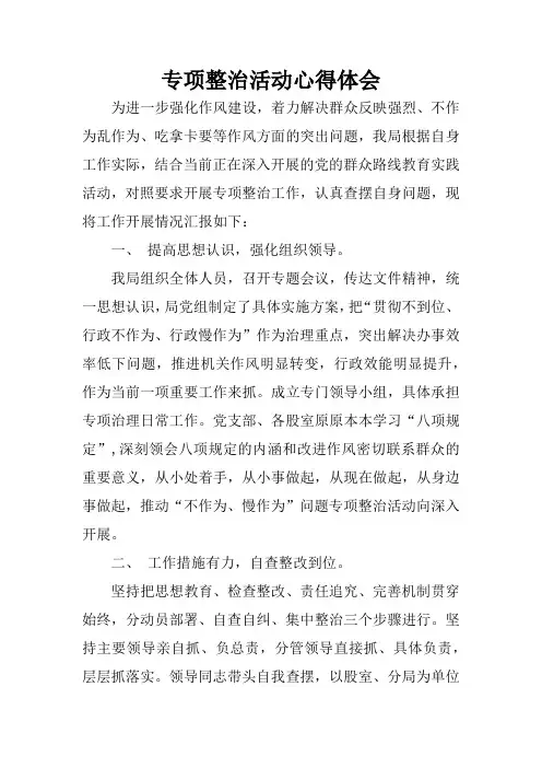 专项整治活动心得体会
