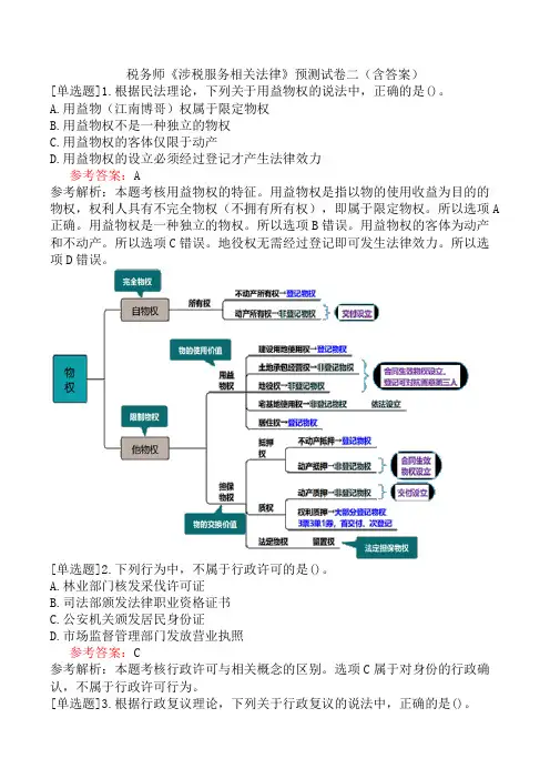 税务师《涉税服务相关法律》预测试卷二(含答案)