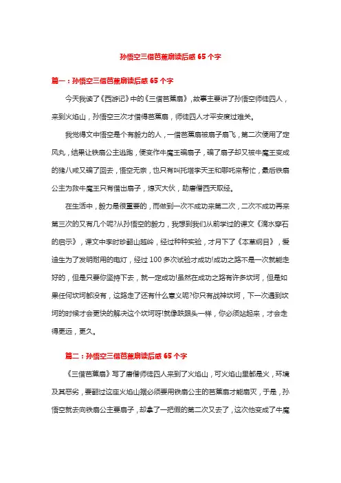 孙悟空三借芭蕉扇读后感65个字
