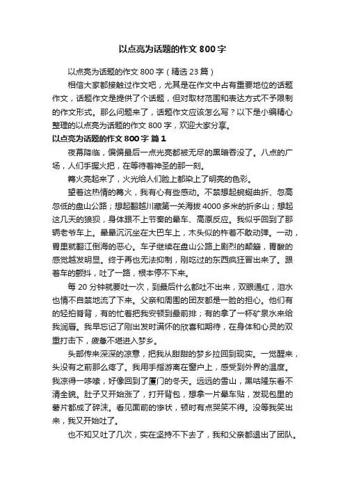 以点亮为话题的作文800字（精选23篇）