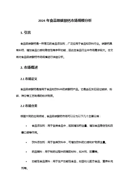 2024年食品级碳酸钙市场规模分析